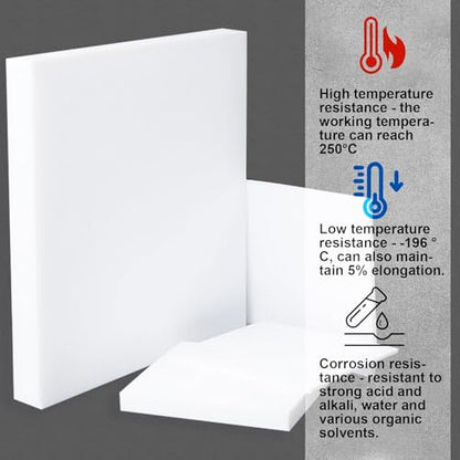 PTFE Plastic Sheet, Virgin PTFE Sheet Teflon Sheets - 100mmx100mm Thickness 6mm Non Stick Sheets for Gasket Seals Liners Bearings - size: 100mmx100mmx6mm