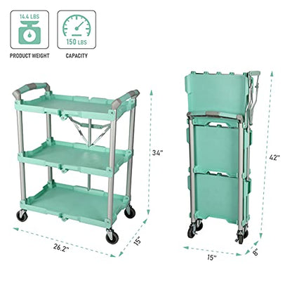 Olympia Tools 89-349 Pack-N-Roll Folding Collapsible Service Cart, 150LB Capacity, Teal - color: Teal, size: 150LB