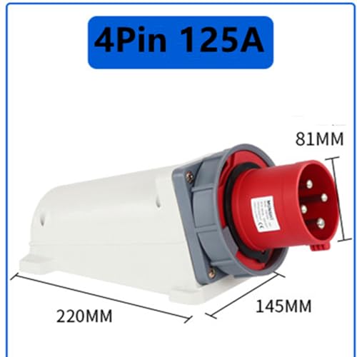 IEC60309 Waterproof CEE Industrial Reverse Plug Connector Surface Mounted Male Socket 4Pin 125A(UI Standard 100A) 380-415V 3P+E Flame Retardant IP67 - style: Surface Mounted Socket(W)