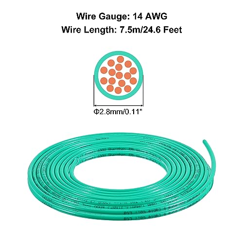 MECCANIXITY THHN Stranded Wire 25 Feet 14AWG Gauge Insulation Building Wire - UL Listed Copper Cable - PVC 600V Electrical Wire for Residential,Commercial,Industrial,Grounding - Green - color: Green, size: 25 Feet x 14 AWG