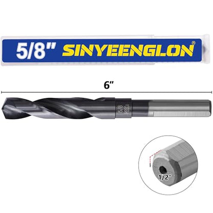5/8 Drill Bit for Metal and Hardened Steel, M35 Cobalt 1/2 Inch Reduced Shank Industrial Grade Heavy Duty Drill Bit, with Index Storage Case - size: 5/8 in