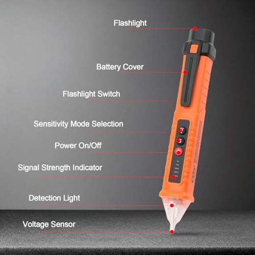 Non-Contact Voltage Tester, 12V-1000V AC, 3 Sensitivity Modes for Outlets