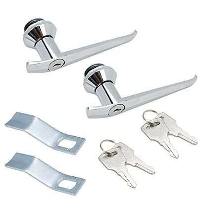 2Pcs Mailbox Cabinet Metal Keyed Security Handle Latch Silver