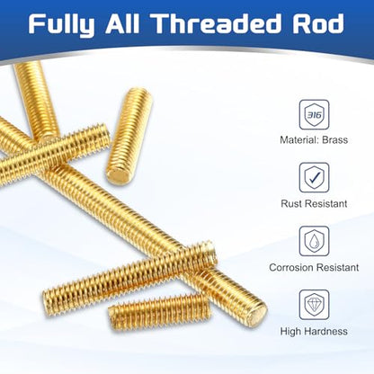 MECCANIXITY 6Pack M6x40mm Fully Threaded Rod Brass Right Hand All Thread - size: M6x40mm