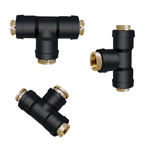1/4" DOT Air Line Fittings Tee 3PCS, 1/4" OD x 1/4" OD x 3/8" OD - color: 1/4" * 1/4" * 3/8" 3PCS