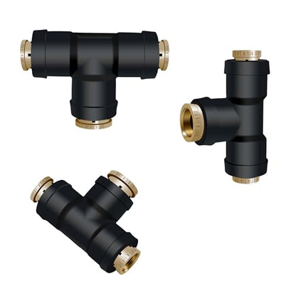 1/4" DOT Air Line Fittings Tee 3PCS, 1/4" OD x 1/4" OD x 3/8" OD - color: 1/4" * 1/4" * 3/8" 3PCS