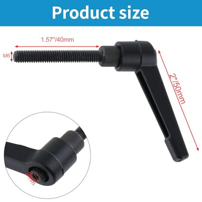 Clamping Lever Handles M6 x 40mm Push Button Ratchet Lever Male Threaded Stud Adjustable Handles Hand Knobs Rotating Screw Handles Bolts with Locking Lever -6pcs - size: M6 x 40mm