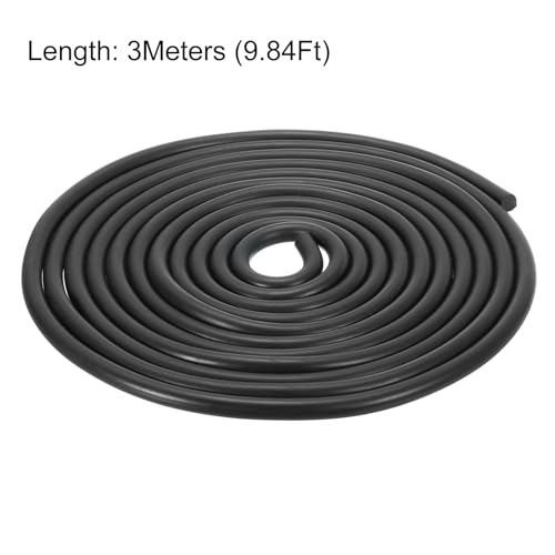 uxcell Nitrile Rubber Round Seal Strip, 6mm(15/64") Diameter 3 Meters (9.84Ft) Long Hard Solid Rubber Weather Stripping for DIY Gasket, Industrial Equipment, and Furniture - size: 6mmx3m
