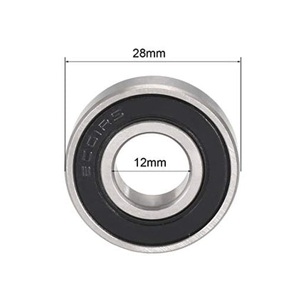 uxcell 6001-2RS Deep Groove Ball Bearing 12x28x8mm Double Sealed Chrome Steel Bearings 2 Pack - size: 12x28x8mm