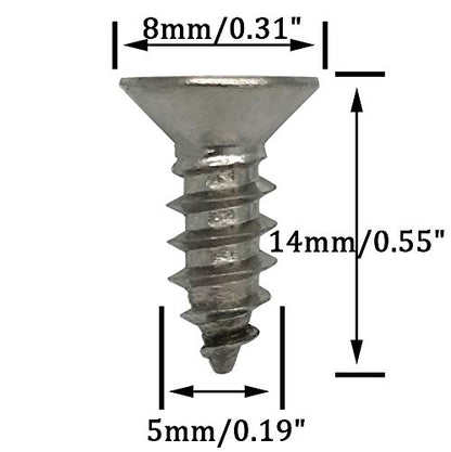 5 x 14mm Screw, Flat Head, Phillips Drive, Self Drilling, 304 Stainless Steel Drywall Wood Screws 100Pcs - size: 5 x 14mm