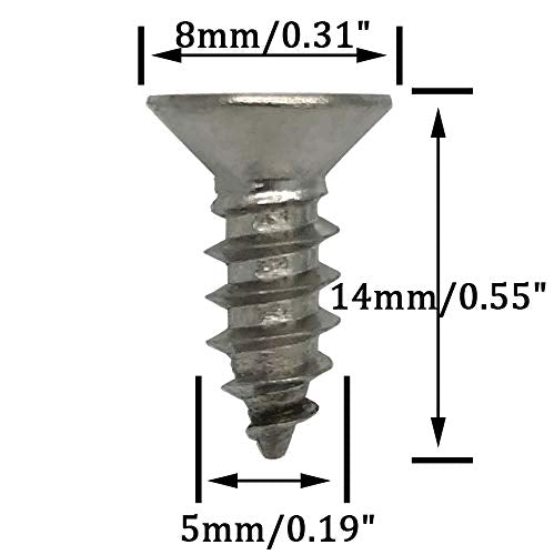 5 x 14mm Screw, Flat Head, Phillips Drive, Self Drilling, 304 Stainless Steel Drywall Wood Screws 100Pcs - size: 5 x 14mm