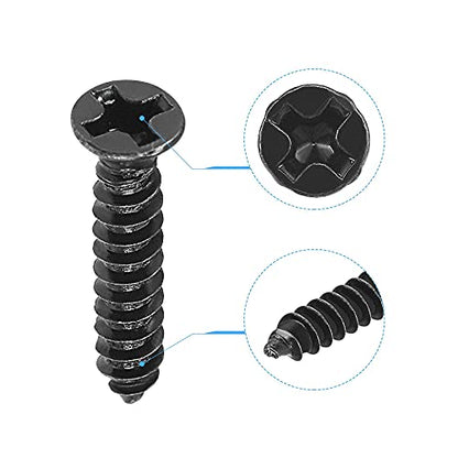 uxcell M3 x 16mm Wood Screws Phillips Flat Head Carbon Steel Self Tapping Screws Black 200pcs - size: M3 x 16mm