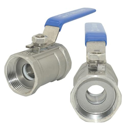 VARMHUS 2PCS 1-1/4" Stainless Steel 304 Ball Valve 1Pc Type NPT Female Threaded with Heavy Duty Blue Vinyl Insulation Handle,CF8M Ristricted Flow,1000 WOG (2PCS 1-1/4") - size: 2 Pieces 1-1/4 inches