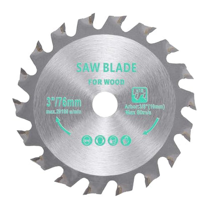 Circular Saw Blade - [3 Inch x 18 Teeth x 3/8 Inch Arbor] Tungsten Carbide Tipped Table Miter Saw Blades for Wood Aluminum Soft Metal Use | Silver Tone