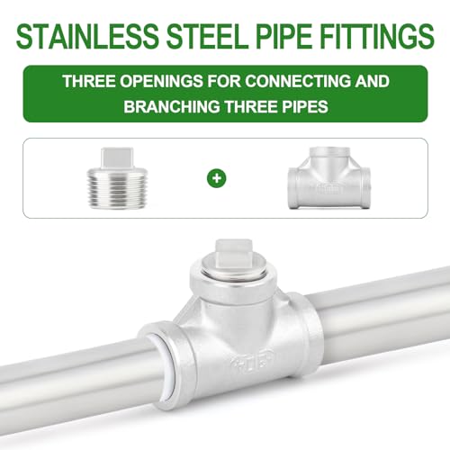 TAISHER 5Pcs 304 SS Square Thread Socket Pipe Plug Fitting 3/4" NPT Male - size: 3/4" MNPT(Plug)