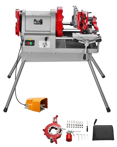 VEVOR Electric Pipe Threader Machine, 900W 2-Speed Threading Cutting Machine, 1/2 to 4 inch Pipes Threading Cutter Tool with Foot Pedal for Plumbing, Automotive Repairs, Metalworking - size: 1/2" - 4"