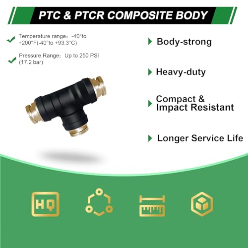1/4" DOT Air Brake Line Tee Fittings 3PCS, Quick Push To Connect - color: 1/4" * 1/4" * 1/4" 3PCS