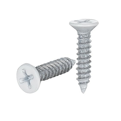 JQK #6 x 1/2" White Wood Screw, Flat Head Phillips Wood Screw 18-8 S/S Electroplating White Stainless Steel, #6 x 1/2-Inch, 100-Piece, SBW3514-P100 - color: White, size: #6 x 1/2 IN(100 Pcs)