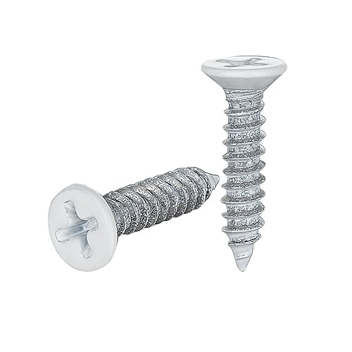 JQK #6 x 1/2" White Wood Screw, Flat Head Phillips Wood Screw 18-8 S/S Electroplating White Stainless Steel, #6 x 1/2-Inch, 100-Piece, SBW3514-P100 - color: White, size: #6 x 1/2 IN(100 Pcs)