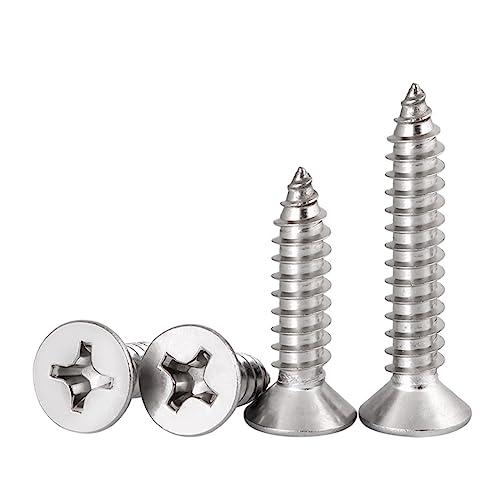 #8 x 2 Flat Head Sheet Metal Screws Phillips Drive Wood Screws, 304 Stainless Steel 18-8, Pack of 50 - color: Silver, size: #8 x 2"