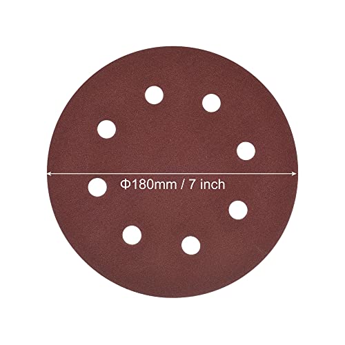uxcell 7 Inch Hook and Loop Sanding Disc 180/240 Grit Flocking Sandpaper 8 Hole for Random Orbital Sander Paper, 20 Pcs