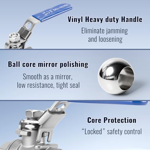 2 Pack 3/8'' Ball Valves NPT Female Stainless Steel 304 Full Port Ball Valve with Locking Handle, Heavy Duty Shut Off Valve for Home and Industrial(3/8 Inch) - size: 3/8 Inch