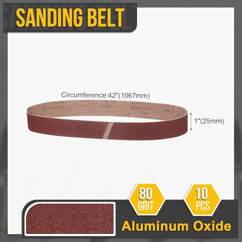 1 x 42 Inch Sanding Belts, 10 Pcs 80 Grit Belt Sander Paper - size: 1 x 42 Inch(80 Grit)