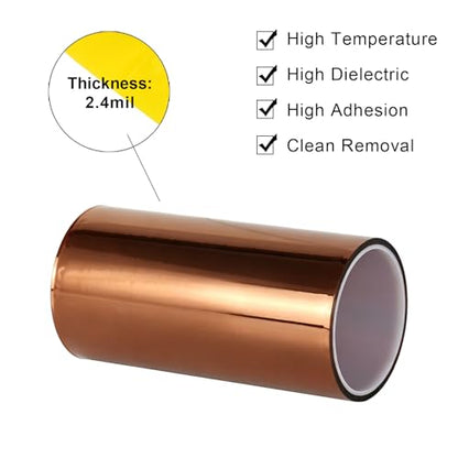BOMEI PACK Polyimide Tape, 1 Pack High-Temperature Resistant Tape 7inch x 16m(54ft), No Residue Heat-Resistant Tape for Electric Task, 3D Printing, Soldering, Sublimation, Masking - size: 7 inch