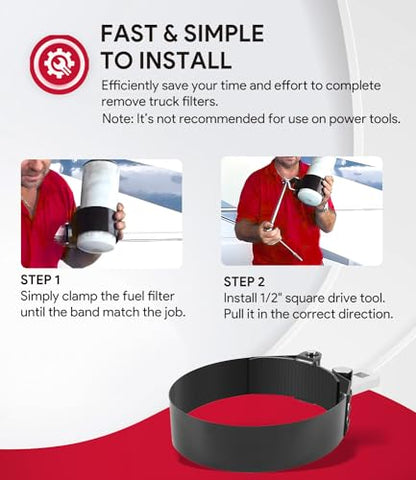 sixcow 2322D Heavy-Duty Oil Filter Wrench, 5-1/4" to 5-3/4", Use with 1/2" Square Drive, Air Dryer Diesel Truck Large Oil Filter Wrench