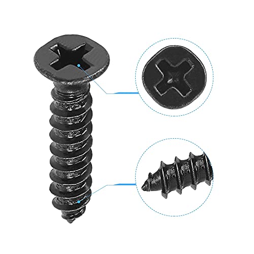 uxcell M4 x 20mm Wood Screws Phillips Flat Head Carbon Steel Self Tapping Screws Black 200pcs - size: M4 x 20mm