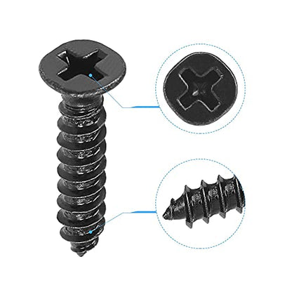 uxcell M4 x 20mm Wood Screws Phillips Flat Head Carbon Steel Self Tapping Screws Black 200pcs - size: M4 x 20mm