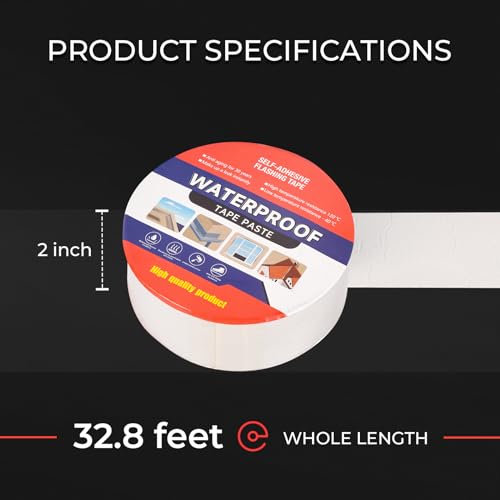 Butyl Waterproof Tape 2" W X 32.8' L Aluminum Foil Tape with Butyl Rubber Adhesive for Window Caulking, Boat Sealing, Roof Patching, Silver - size: 2" W X 32.8' L