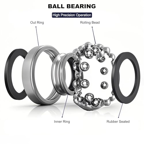 10 Pack 6201-2RS Double Rubber Seal Deep Groove Ball Bearings 12x32x10mm, Pre-Lubricated and Stable Performance and Cost Effective (6201-RS)