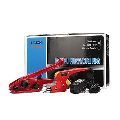 Poly Strapping Tensioner & Hot Meltting Strapping Sealer for Ploypropylene Strap 1/2 to 5/8" Buckle-Free Electrical Strapping Tools - color: red tensioner + electrical sealer tools