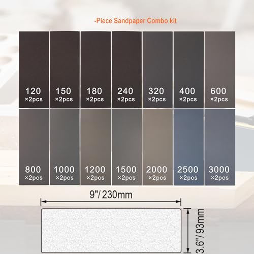 KENDO Sandpaper Assortment 24 PCS,12 Grits 120-3000,Wet Dry Sanding Sheets - style: WDS-24PCS