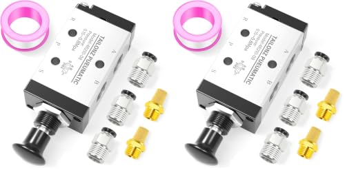 TAILONZ PNEUMATIC 1/4"NPT 5 Way 2 Position Air Hand Lever Operated Valve Pneumatic Solenoid Valve Manual Control Push-Pull 4R210-08 (Pack of 2)