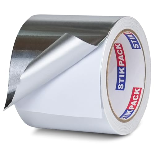 Aluminum Foil Tape 4 inch x 60ft (20 Yards) Heavy Duty HVAC Duct Tape for Ductwork – High Temperature Silver Foil Tape for Insulation, Metal Repair, Exhaust Sealing & Patching - size: 4 Inches x 20 Yards