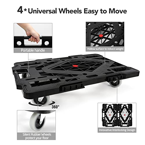 Nellyke Furniture Movers with Wheels, 2 Pack Large Furniture Dolly, 880 Lbs Capacity with 120in Rope, Connectable and Portable Dollies for Heavy Appliance, Black - color: Black/2 Pack-lar