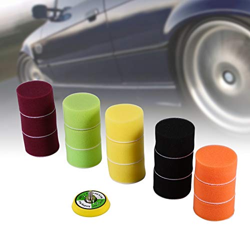 16Pcs Car Foam Drill Polishing Pad, 2inch Detail Polishing Buffing Pad Mix Size Car Detailing Kit Air Sander Car Polisher Thread-M6X1 for Buffer Polisher Polishing, Buffing