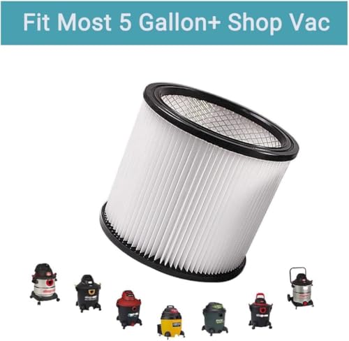 2 PACK Replacement Filters Compatible with Shop Vac 90304 90333 90350, Reusable and Washable Cartridge Filters for 5 Gallon 12 Gal and Above Wet/Dry Vacuums