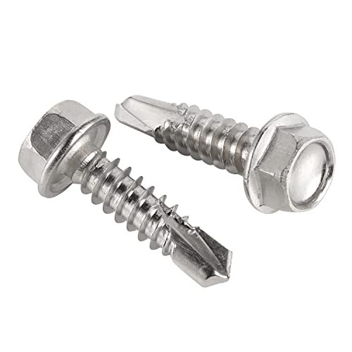 1/4" x 1" Hex Washer Head Self Drilling Screws, 410 Stainless, 100 Pack - size: 1/4" x 1", style: Small Package