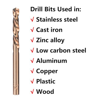 5PCS 1/8" M35 Cobalt Left Hand Drill Bits Set for Removing Broken Stubs, Bolts and Screws, Reverse Twist Drill Bits - size: 1/8"(5PCS)
