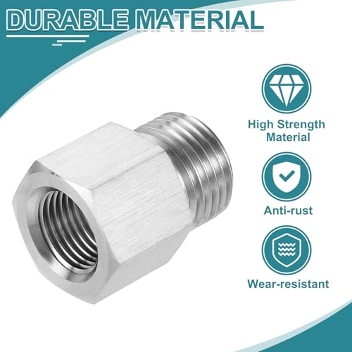 uxcell Pipe Fitting Reducing Adapter, G1/2" Male x M16 Female 304 Stainless Steel Reducer Connector for Water Oil Air Pressure Gauge, Silver - size: G1/2" x M16