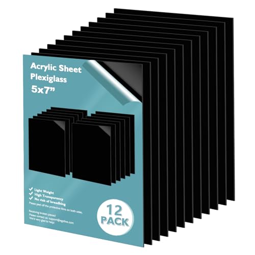 Egofine 5" x 7" Black Plexiglass Sheets 12 Pack 0.04 Inch Cast Acrylic Sheet Thick for DIY Craft Projects, Painting, Photography, Sign, Display Stand, Home Decor, Easy to Cut - color: Black, size: 5x7"