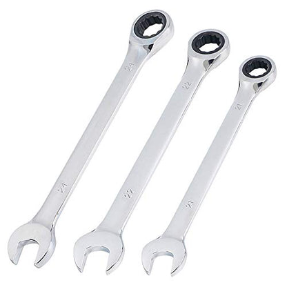 SaferCCTV Wrench Metric 21mm 22mm 24mm Ratcheting Wrench Set,Reversible Ratcheting Combination Wrench,Open Ended Ratchet - size: 21mm 22mm 24mm