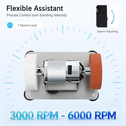 Mini Belt Sander, 7 Speed Adjustable Electric Benchtop Sander Knife Making Supplies with Two 2.75-Inch Grinding Wheels Knife Sharpener Electric for Woodworking Metal Working DIY