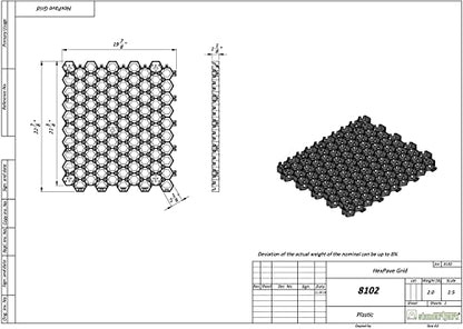 Standartpark Vodaland Permeable Pavers - HexPave Grass & Gravel Permeable Paver System - 100% Recycled PPE Plastic Pavers, Handles 27,000 lbs, 1" Depth, 325 s.f / 110 Units - size: 325 Sq Ft