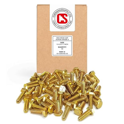 Chenango Supply 1/4-20 x 1 Grade 8 Hex Head Bolts - size: 1/4-20x1 50pcs