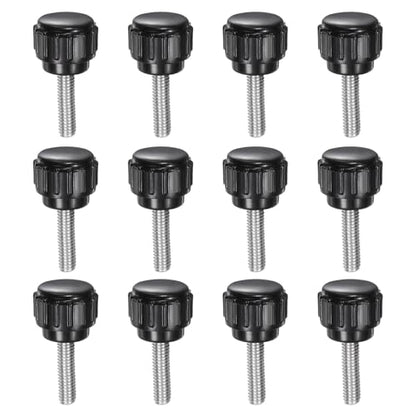uxcell 12pcs Knurled Clamping Knobs M4 x 16mm Metric 304 Stainless Steel Male Thread Thumb Screw on Type 14mm Plastic Round Head Threaded Hand Bolt Stud Knobs Black - size: M4 x 16mm x 14mm