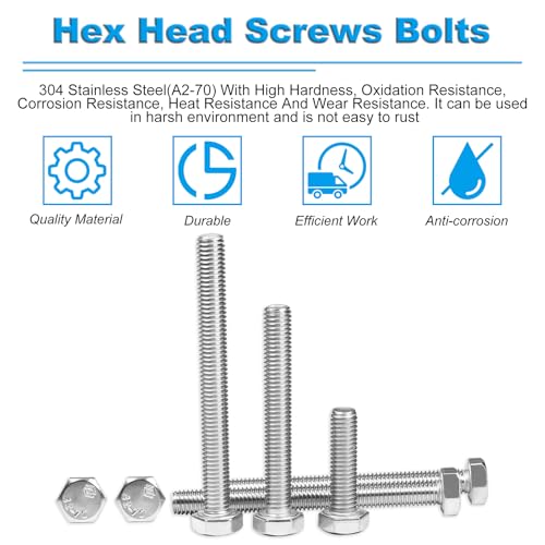 25 Pcs M8 Hex Bolts M8-1.25 x 20mm Hex Head Screw Bolt - size: M8-1.25 x 20mm